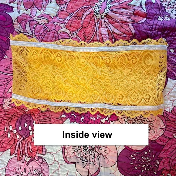 NWOT Free People Seamless Lace Bandeau in Golden Yellow size M/L - Picture 5 of 6